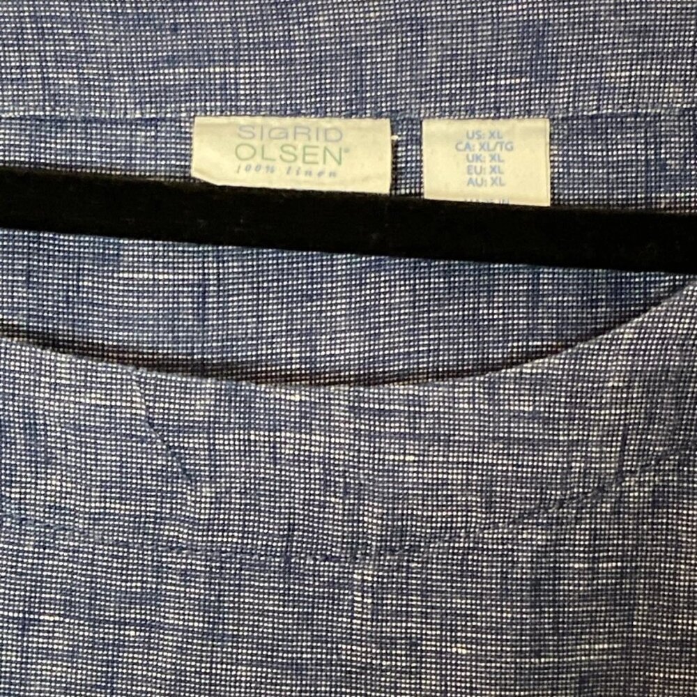 Sigrid Olsen Women's Blue Linen Top Blouse Boat Neck Dolman  XL - Picture 11 of 15